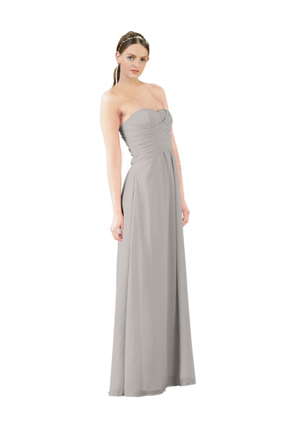 Soft Chiffon A-Line Long Sleeveless Oyster Silver Bridesmaid Dress Sheffield