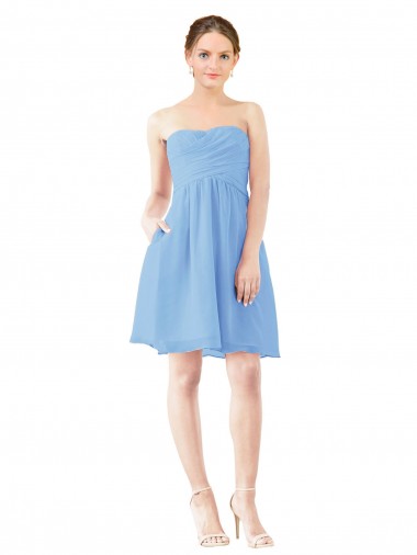 Soft Chiffon A-Line Knee Length Sleeveless Open Back Bridesmaid Dress Sheffield