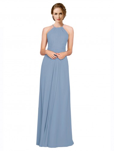 Chiffon A-Line Long Sleeveless Criss Cross Open Back Bridesmaid Dress / Evening Dress Sheffield