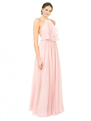 Soft Chiffon Long Sleeveless Open Back Formal Dress / Bridesmaid Dress Sheffield