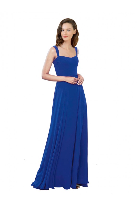 Soft Chiffon A-Line Long Sleeveless Royal Blue Bridesmaid Dress Sheffield