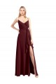 Chiffon A-Line Long Floor Length Sleeveless Low Back Side Slit Bridesmaid Dresses Sheffield