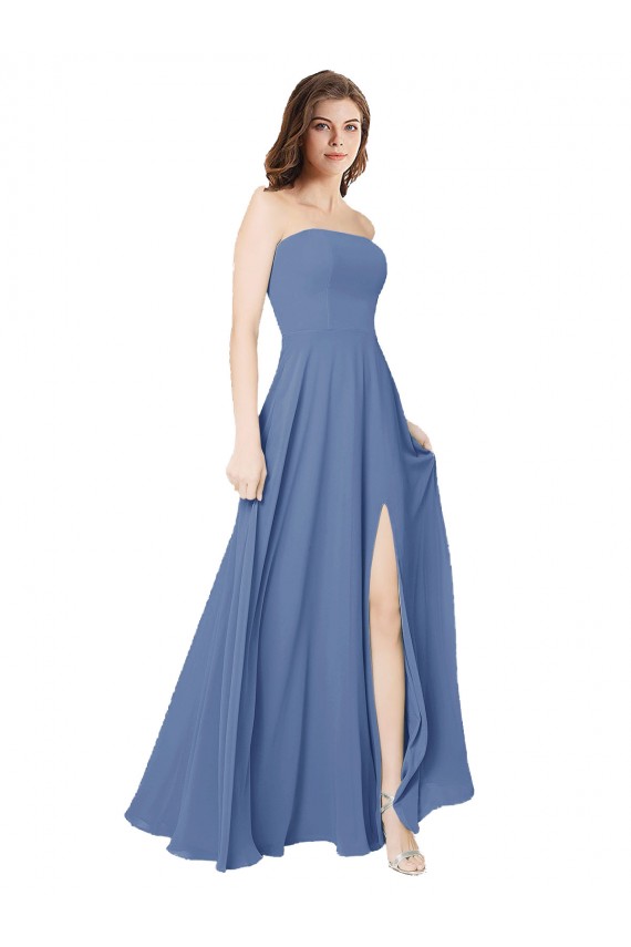 Soft Chiffon A-Line Long Sleeveless Open Back Front Slit Bridesmaid Dresses Sheffield