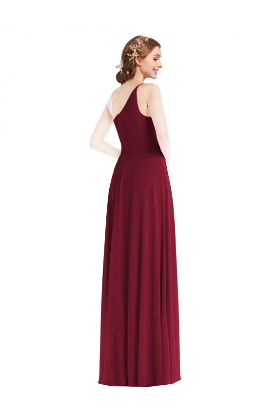 Soft Chiffon A-Line Long Sleeveless Shirred Front Slit Evening Dresses Sheffield