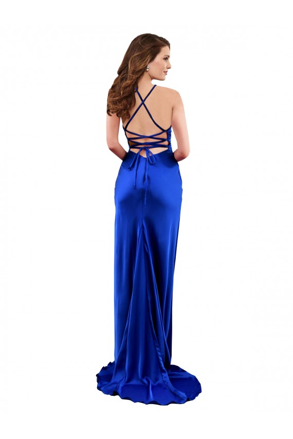 Silk like Satin Sheath Long Sleeveless Criss Cross Open Back Formal Evening Gown / Prom Dress / Bridesmaid Dress Sheffield