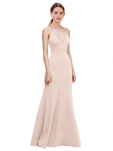 Stretch Crepe A-Line Long Sleeveless V-Back Formal Dress / Bridesmaid Dress Sheffield