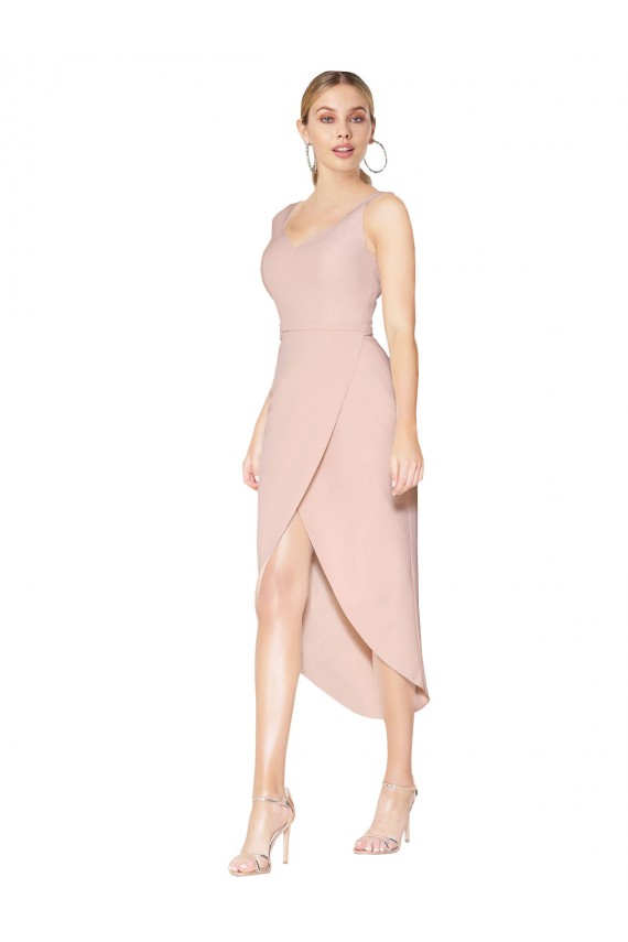 Stretch Crepe Mermaid Knee Length Sleeveless V-Back High Low Evening Gown / Prom Dress / Bridesmaid Dress Sheffield