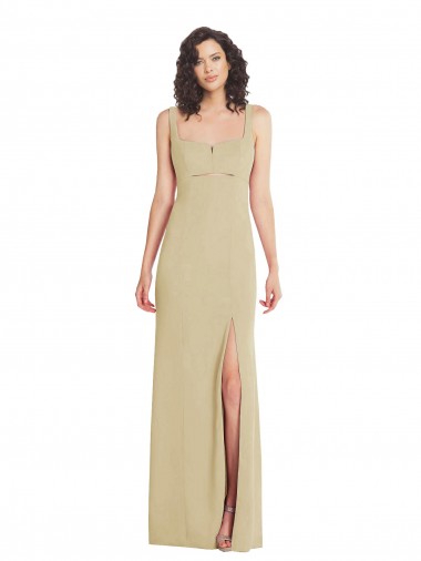 Stretch Crepe Trumpet Long Sleeveless Low Back Champagne Prom Dresses Sheffield