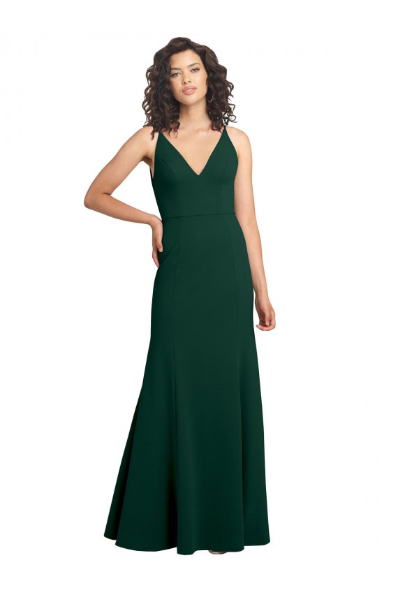 Stretch Crepe A-Line Long Sleeveless V-Neck V-Back Prom Dresses Sheffield
