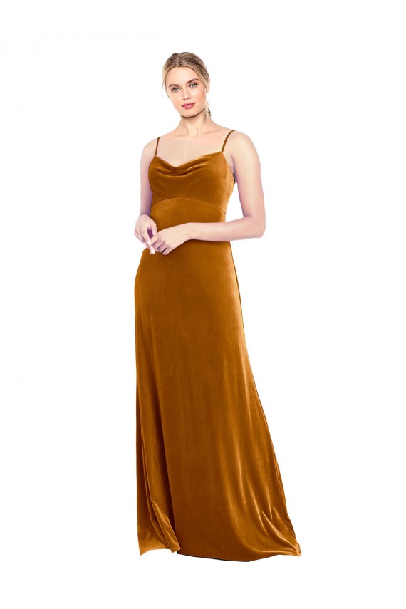 Stretch Velvet A-Line Long Sleeveless Prom Dress / Bridesmaid Dress Sheffield