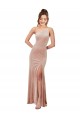 Stretch Velvet Sheath Long Sleeveless Front Slit Prom Dresses Sheffield