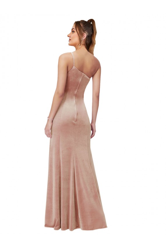 Stretch Velvet Sheath Long Sleeveless Front Slit Prom Dresses Sheffield